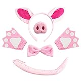 VIKSAUN Schwein Kostüm Set, Set Schwein Ohren Nasen Schwanz und...
