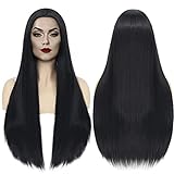 Alobsily Perücke Schwarz für Damen Lang Synthetische Kunsthaar Witch...