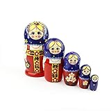 Russische Matroschka-Puppen, 5 traditionelle Matroschkas Roter...