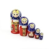 Russische Matroschka-Puppen, 5 traditionelle Matroschkas Roter...