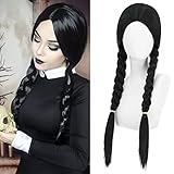 Perücke Schwarz Lang für Kinder Damen Geflecht Perücken für...