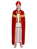 Feynman Erzbischof Kostüm Herren Nikolaus Papst Roter Umhang Mütze...