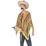 Smiffys Herren Kostüm Mexikaner Poncho Schnurrbart Karneval Fasching