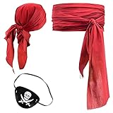 CoolChange Piraten Kostüm Set | mit Kopftuch, Piratenschärpe &...
