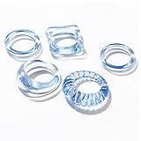 Vepoty Vintage -harzringe 5pcs Clear Chunky Rings Statement...