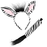 Balinco Zebra Kostüm Set, Haarreif mit Zebraohren + Schwanz,...