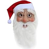 hcoser Weihnachtsmann Maske mit weißem Bart + Weihnachtsmütze Santa...