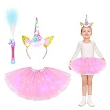 ACWOO Mädchen Einhorn Prinzessin Kleid, Mädchen Tutu Rock LED...