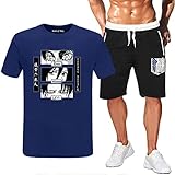 Herren Attack On Titan Mikasa Ackerman T-Shirt und Shorts Set Sommer...