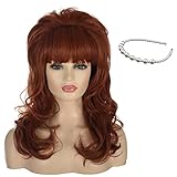 Beehive Retro Vintage Perücke mit Perlen Stirnband, ATAYOU Lange...