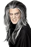 Halloween! Smiffys Perücke Gothic-Vampir, Schwarz, Lang mit weißen...