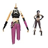 yourku Cosplay Set Jinx Arcane Kostüm Perücken mit 10 Zubehörteilen...