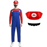 Mario Kostüm Kinder, Mario Kostüm mit Bodysuit, Luigi Cap, Hose und...
