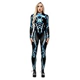 Damen 3D Blau Roboter Skelett Druck Cosplay Kostüm Mädchen Langarm...