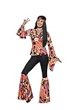 Smiffys 45516X2 - Damen Hippie Kostüm, Oberteil, Hose, Kopftuch und...
