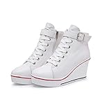 High-Top-Keilschuhe für Damen, EU-Größe 35-43, Leinen, Casual-Stil,...