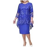 Generic Damen Abendkleid Zweiteiler Spitze Rundhals Langarm...