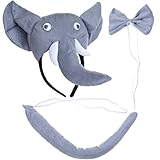 PRETYZOOM Kinder Tier Kostüme Set Elefant Kopf Stirnband mit Ohren...