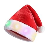 LED Weihnachtsmütze, Erwachsene Weihnachtsmütze Rot, Nikolausmütze...