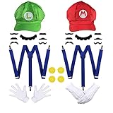 CEWROM Super Mario Kostüm, Super Mario Bros und Luigi Accessoires...