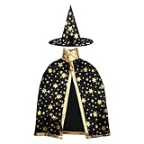 Anguxer Kinder Halloween kostüm, wizard cape witch umhang mit hut,...