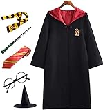 PRXD Harry Potter Cosplay Kostüm Set, Umhang Zauberstab Krawatte...