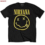 T-Shirt # L Kids Black # Yellow Smiley