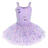 IWEMEK Mädchen Ballettkleid Ärmellos Pailletten Schmetterling...