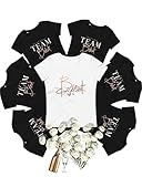 JGA Tshirt Frauen Weiss Schwarz, Team Braut T-Shirt Set Rose Gold...