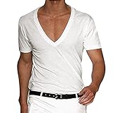 T-Shirt Herren Weiß Schwarz V Ausschnitt Lustig T-Shirts Für Jungen...