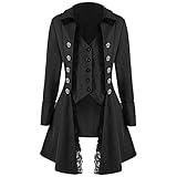 EMATOP Damen Mittelalter Jacke Winter Mäntel Winterjacke Steampunk...