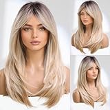 Dzvpryc blonde perücke damen,blonde perücke lang natürliches...