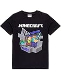 Minecraft T-Shirt Jungen Alex Steve Sword Black Spiel Kurzarm Top 9-10...