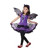 MAKFORT Mädchen Fledermaus Cosplay Kostüm für Halloween Karneval...