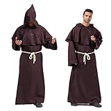 Priester Robe Mönch Kostüm Herren mit Kapuze und Kreuz,Herren...