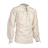 BaronHong Herren Piratenhemd Wikinger Steampunk Retro Renaissance...