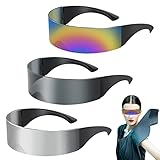 SelfTek Schnelle Brille Rave, 3 Stück Farbiger+Silber+Schwarz...