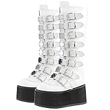 Roimaash Damen Goth Stiefel Keilabsatz Plaftorm Gotisch Kniestiefel...