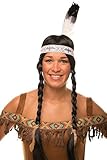 Balinco Indianer Perücke mit Zöpfen im Set in schwarz mit Feder für...