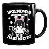 MoonWorks® Kaffee-Tasse mit Spruch Irgendwas stimmt mit Hasi nicht...