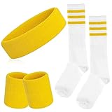 ONUPGO 5-teiliges gestreiftes Schweißband und Socken-Set, gestreiftes...