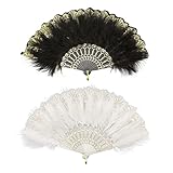 MIVAIUN 2 Pack Damen Fächer Feder, 1920s Vintage Style Folding...