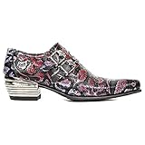 New Rock 7960-S6 Geprägte Vintage Schuhe mit Stahlabsatz in Schwarz,...