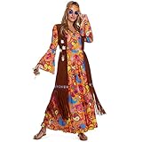 Morph Costumes Hippie Kostüm Damen 70er Jahre Kleid Karneval Kostüm...
