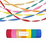 NICROLANDEE 7 Rollen mehrfarbige Regenbogen-Krepp-Papierschlangen für...