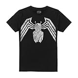 Marvel Herren Venom-Emblem T-Shirt, Schwarz (Schwarz Schwarz), XL