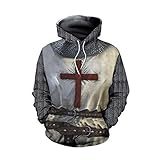 xHxttL Herren Mittelalterliche Templer Ritter Hoodie Sweatshirt...