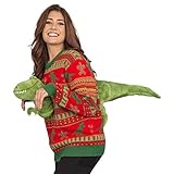 3D T-Rex Red and Green Adult Jumper Ugly Christmas Sweater
