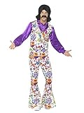 Smiffys Herren 60er Jahre Groovy Hippie Kostüm, Weste, Hemd und...