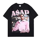 NAGRI Herren ASAP Rocky Baumwolle T-Shirt Schwarz,L